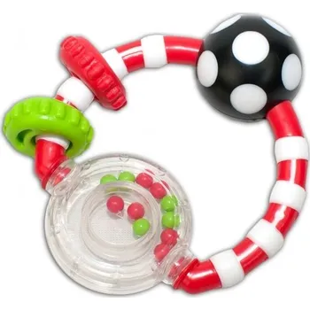 Chrastítko s kousátkem - KULIČKA S KROUŽKY červeno-bílé - Canpol