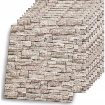 Stavební materiál Samolepicí 3D panely tmavá cihla 2 77 x 70 cm 10 ks