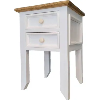 Šatní skříň Noční stolek PROVENCE SN4P z masivu bílý Barevné provedení: Bílá, Provedení: šuplíky s pojezdy