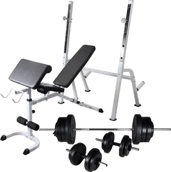 vidaXL Posilovací lavice se stojanem na závaží a sadou činek 60,5 kg [275362]