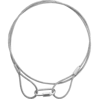Lanko pro jízdní kolo Ocelové jistící lanko 3 mm x 900 mm (SC), stříbrné s karabinou