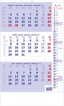 Kalendář Helma365 Tříměsíční nástěnný kalendář modrý s poznámkami 2024