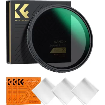 K&F 72MM Nano-X Variable/Fader ND Filter, ND2~ND32, W/O Black Cross with 3pcs cleaning cloths