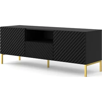 Televizní stolek ARTBm Tv stolek SURF 150 | 2D1S Provedení: Černý mat / zlaté nohy