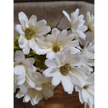 umělá květina Umělá kytice chryzantéma krémová zelená