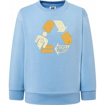 Chlapecká mikina detska_klasicka_levna_mikina_Recykluj_sam_sebe Barva: Sky blue - nebesky modrá, Dětská bavlněná trička JHK: L