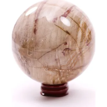 Drahý kámen Magieprirody.cz Koule Zkamenělé dřevo 809 g - 84 mm + dřevěný podstavec #A276