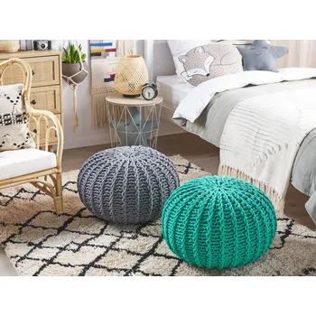 Koberec Pouf tmavě šedá 100% bavlna kulatý Ø50 cm elegantní moderní Beliani