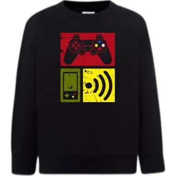 Chlapecká mikina detska_klasicka_levna_mikina_gamer Barva: Black -černá, Dětská bavlněná trička JHK: S