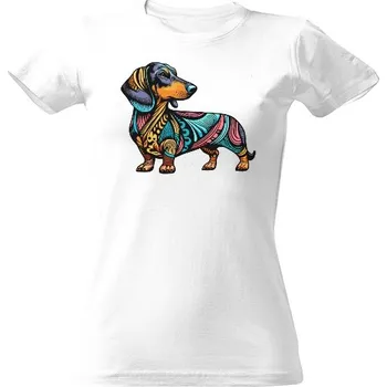 Dámské tričko Tričko s potiskem Barevný jezevčík dámské