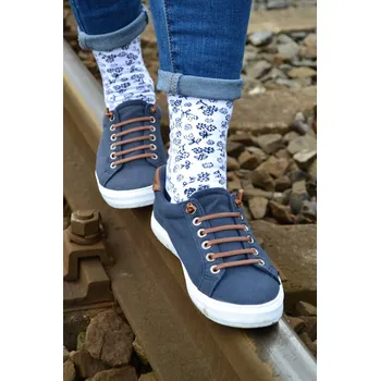 Dámské ponožky Folklorní ponožky Modrotisk I - bílá Velikost: EU 39-42