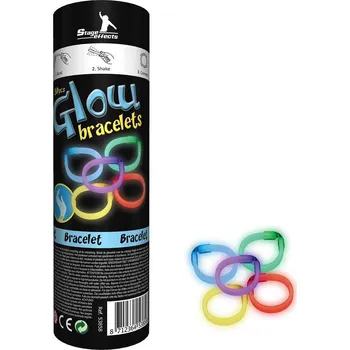 Světelný efekt Svítící tyčinky, extra široký náramek, 30 ks, 20 cm, mix barev