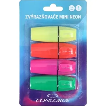 Sada zvýrazňovačů Concorde Mini Neon, 4ks