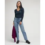 LEE® DÁMSKÉ RIB HENLEY TRIKO S DLOUHÝM RUKÁVEM - ČERNÁ S