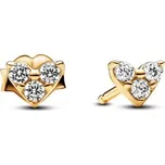 Náušnice PANDORA Shine Srdce se třemi kameny 263003C01