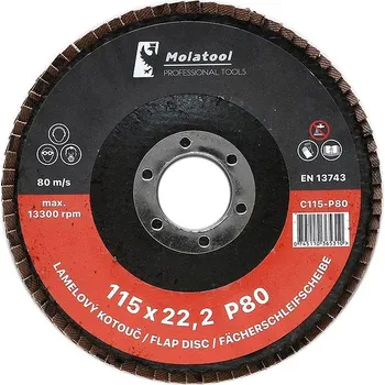 Brusný kotouč Lamelový brusný kotouč Molatool Keramický 115 mm P80