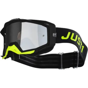 Motocyklové brýle Brýle JUST1 IRIS PULSAR Black/Neon yellow + čiré plexi a 8 trhaček ZDARMA