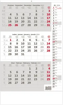 Kalendář Helma365 Nástěnný kalendář N210-24 Tříměsíční šedý s poznámkami 2024