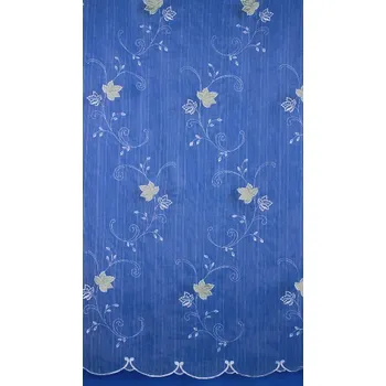 Voálová vyšívaná záclona PLK-03 zelený list 280cm