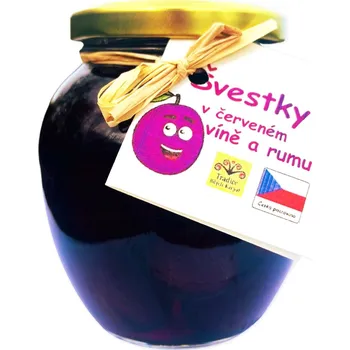 Ovoce Horňácká farma Švestky v červeném víně a rumu, 370 ml