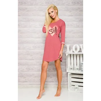 Dámská noční košile Taro, dámská noční košile 2117-Hana, 3/4 rukáv, vínová, vel. M