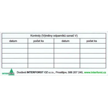 Papír Kontrolní štítek na lapač