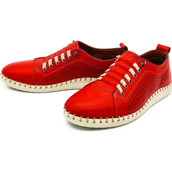 Dámské polobotky Dámské kožené polobotky 646019B- WILD červené Barva: červená, Velikost: 41