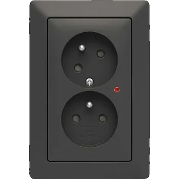 Elektrická zásuvka 5593T-C02357 137 Zásuvka dvojnásobná, s clonkami, s natočenou dutinou, s ochranou před přepětím, Zoni, matná černá/bílá