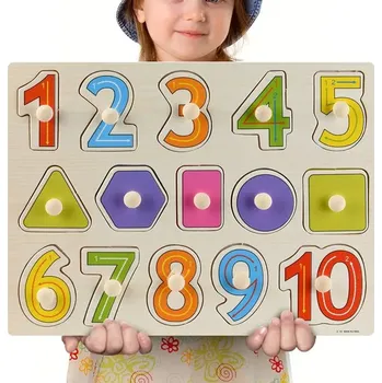 Dřevěná hračka Montessori dřevěné hračky - vkládačky s držátky - písmenka a čísla Barva: A101