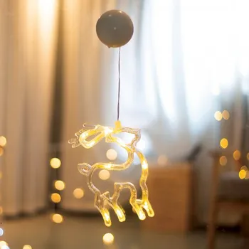 Vánoce ACA DECOR LED Vánoční sob do okna, teplá bílá barva, IP20, 3xAAA, přísavka