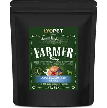 Krmivo pro psa LYOPET Farmer Puppy Losos s kolostrem a šípky 1,5 kg (pro malá plemena)