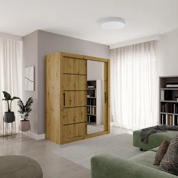 Šatní skříň Nábytek PEGAS s.r.o. Posuvná skříň MOX 160 Artisan+Černá