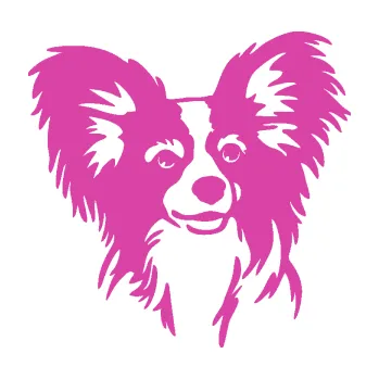 Polep vozidla Pes 190 pravá Papillon (16 - růžová) SAMOLEPKA NA AUTO, NÁLEPKA, FÓLIE, POLEP, TUNING, VLASTNÍ TEXT, TISK, AUTOSAMOLEPKY.cz, POLEPY, OBRÁZEK, LOGO, 3D STICKERS