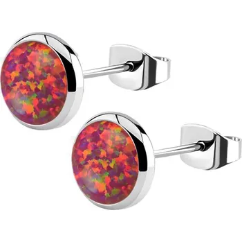 Náušnice Šperky4U Ocelové náušnice s opálem 8 mm - NB2-OP23