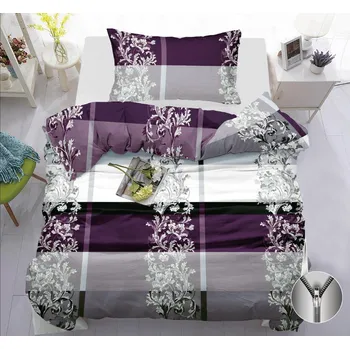 Povlečení Textilomanie Luxury fialové 140 x 200, 70 x 90 cm zipový uzávěr