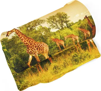 deka Sablio Fleecová deka 150 x 120 cm žirafy
