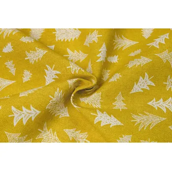 Bavlna režná stromečky na hořčicové