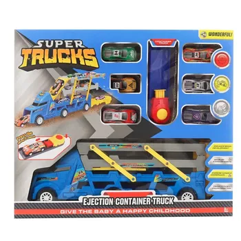 autíčko Super Trucks kamion s vystřelovačkou na auta modrý