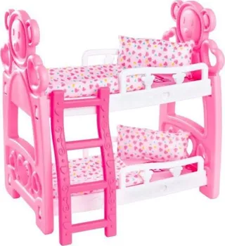 Doplněk pro panenku Simba Toys New Born Baby dětská patrová postel + příslušenství růžová/srdíčka