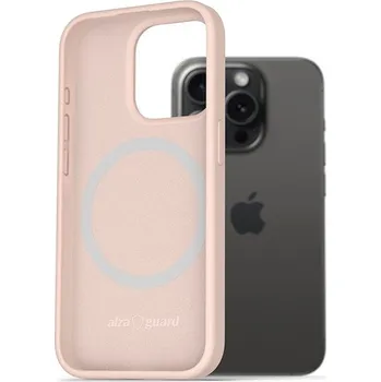 Pouzdro na mobilní telefon AlzaGuard Silicone Case Compatible with Magsafe pro iPhone 12 / 12 Pro růžový