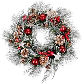 Věnec MagicHome Vánoční věnec přírodní závěsný s koncovkou a hvězdami 39 cm