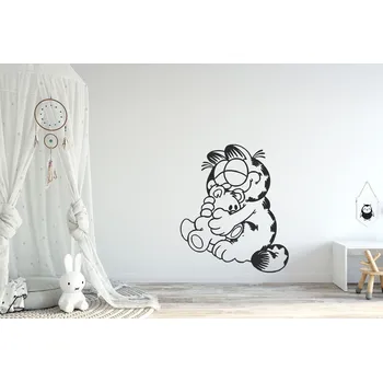 Samolepící dekorace Lepy.cz Samolepka na zeď Kocour Garfield Velikost (šířka x výška): 30x35cm, Barevná varianta: Jemná růžová