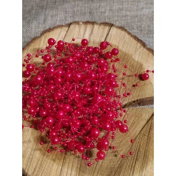 umělá květina Perly na silonu Ø7 mm délka 130 cm barva červená