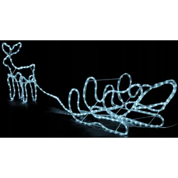 Vánoční dekorace Svítící LED sob se sáněmi 180cm Vánoční dekorace studená bílá