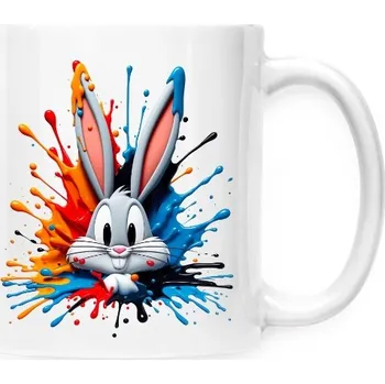 Hrnek malý bílý s potiskem Králík Buggs barevný