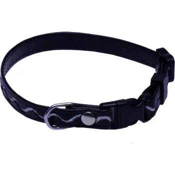 Obojek pro psa BAFPET Stříbrné vlnky černý 18-28 cm/10 mm
