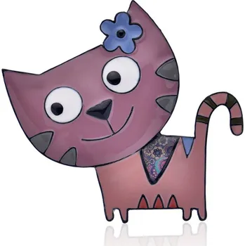 Brož Amparo Miranda® Brož Kočička s kytičkou BM554 hnědá, Barva Fialová