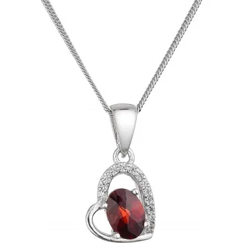 Náhrdelník EVOLUTION GROUP CZ Stříbrný náhrdelník srdce s přírodním granátem