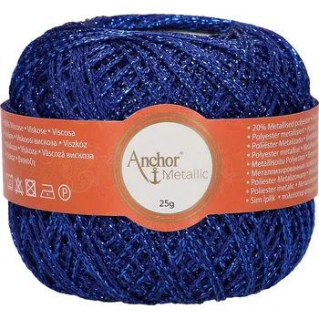 Příze Anchor Artiste Metallic 320 Modrá (Háčkovací lurexová příze Anchor Artiste Metallic Modrá)