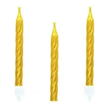 Dortová svíčka Dortové svíčky zlaté 10 ks s držáky 551759